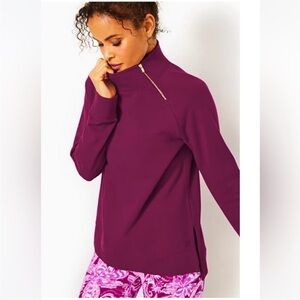 NWT Lilly Pulitzer luxletic Playa Bonita pullover in mulberry size medium